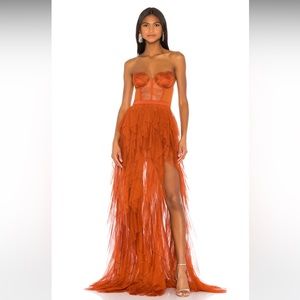 X REVOLVE Bustier Gown in Rust